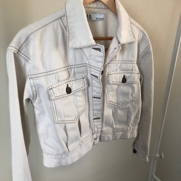 Zara ivory cropped denim jacket - Picture 3 of 7